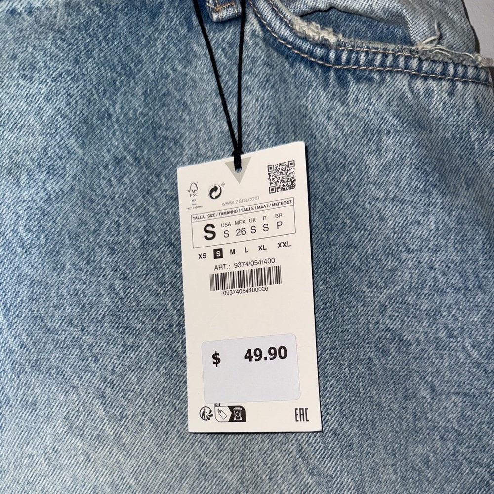 BRAND NEW - ZARA - Long Front Slit Denim Skirt - Size Small - Picture 10 of 11